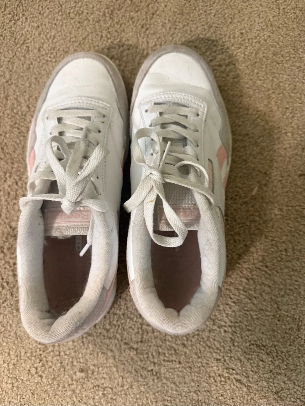 Reebok Women’s White and Pink Accent Low-Top Sneakers
